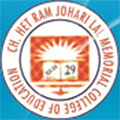 Ch Het Ram Johari Lal Memorial College of Education_logo